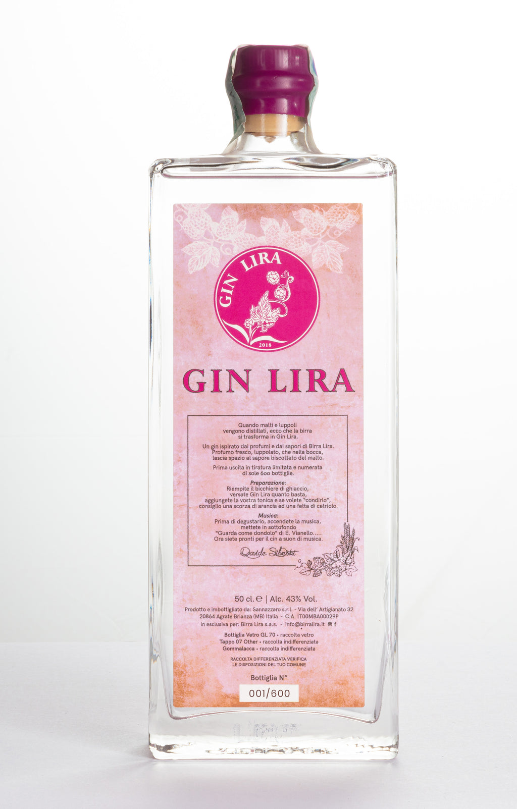 GIN LIRA - 43% Alc - 50 cl